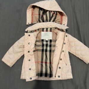 Burberry Light Pink Quilted Jacket with Check Lining
